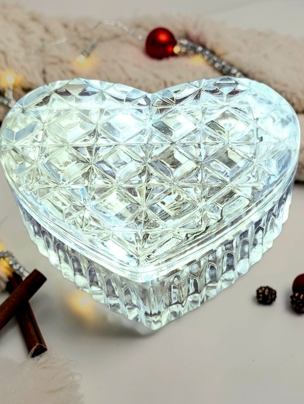 German Handcrafted Leaded Crystal Heart Shaped Gift Box, Trinket Bowl, Valentine